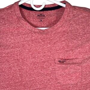 Hollister Mens Red Long Sleeve Crew Neck Pocket Tee Shirt‎ Casual Top Large